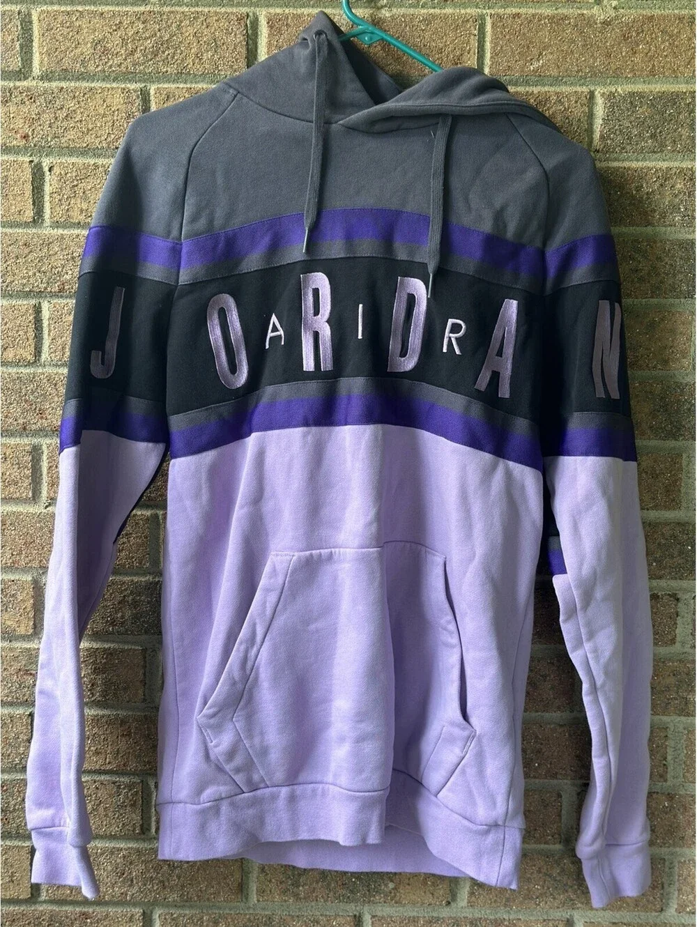 Air Jordan Men's Jumpman Colorblock Fleece Pullover Hoodie Purple Grey Size S